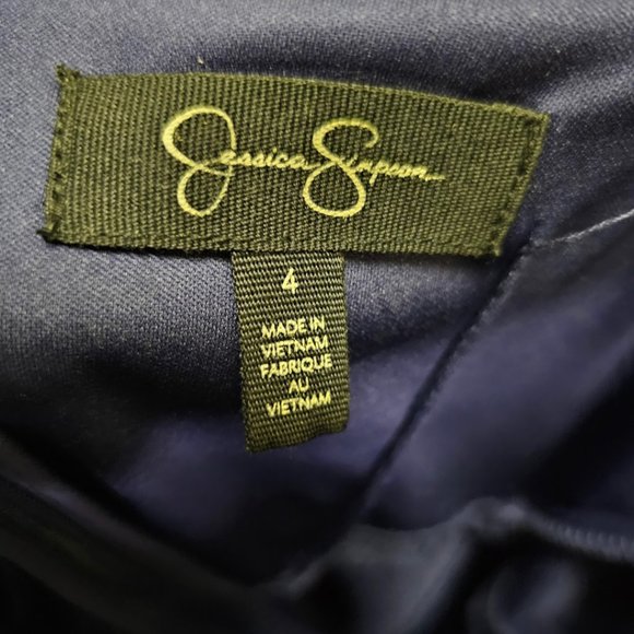 Jessica Simpson Navy Fit and Flare Lace Dress with Back Cutout - Picture 4 of 4